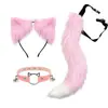 Conjunto de Orelhas e Cauda de Animal Adereços para Convenção COSPLAY Headband Cauda Headwear Pelúcia Festival Festa Orelhas de Gato Cachorro