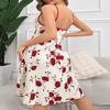 Camisola Estampada Feminina Transfronteiriça Roupa de Dormir Vestido Sexy Feminino Casual com Amarração Frontal