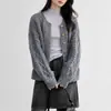 26 Cárdigan Retro Francés de Punto Trenzado con Cuello Redondo para Mujer Otoño Invierno Nuevo Suave Gentil Estilo Corto Ropa Exterior con Temperamento Top