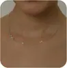 Colar Inicial 26 para Mulheres, Corrente de Clavícula Lateral Casual com Inicial, Letra Fofa, Corrente de Clavícula em Forma de O de Aço Inoxidável
