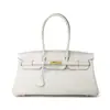 Bolso horizontal de platino de piel de vaca de capa superior, bolso cruzado de cuero genuino de alta gama hecho a medida, bolso de hombro de gran capacidad para el trabajo