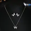 Collar de Mariposa Azul Degradado Helado de Zirconia para Mujer, Estilo Fresco de Gama Alta de Nicho, Exquisita Cadena para Clavícula para el Viaje Diario