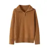 Suéter de Punto Trenzado Estilo Old Money 2026 100% Lana con Cuello de Solapa y Media Cremallera para Mujer, Suéter Versátil tipo Abrigo