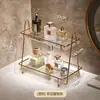 Jinghan Seleção Premium Lavatório de Luxo Leve Rack de Armazenamento de Cosméticos, Organizador de Bancada de Banheiro de Camada Dupla