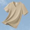 Playera Modal de Manga Corta para Hombre de Secado Rápido, Seda de Hielo Fresca, Top de Cuello en V Fresco, Antibacterial, Antiácaros, Camiseta Básica de Verano de Media Manga