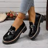 Mocasines vintage de tacón grueso y suela gruesa para tallas grandes de comercio exterior, nuevos zapatos casuales de estilo británico para mujer de primavera y otoño
