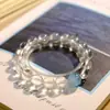 Pulseira de Água-Marinha Natural e Cristal Branco para Mulheres, Estilo Popular, Alta Qualidade, Simples e Fashion, Presente para Melhores Amigas, Atacado