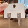 Aretes de borla de triángulo dorado aretes de aguja de plata 925 aretes simples cuadrados para cara redonda otoño e invierno 2022 Nueva Moda Mujer