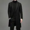 Abrigo de lana de longitud media ajustado estilo coreano para hombre de AliExpress, color liso de moda, gabardina de mezcla de lana para hombre de talla grande
