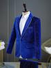 Ropa de Actuación para Cantante Masculino Vestido de Anfitrión Azul Terciopelo Bronceado Actuación Escénica Traje MC de Alta Gama Chaqueta Invierno