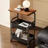 Carrito Móvil, Mesita de Noche Retro, Estante de Almacenamiento, Mesa de Centro para Sala de Estar, Mesa Lateral para Sofá, Estante de Almacenamiento, Mesa de Comedor Simple