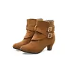 Botas de Comércio Exterior Novas Outono e Inverno 2019 Botas de Salto Médio Salto Grosso Fivela de Cinto Cano Curto Botas Martin Boots Amazon wish AliExpress