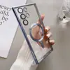 Aplicável a Samsung S24 ULTRA capa magnética transparente com protetor de lente s24 plus capa protetora s23+ galvanizada sem fio