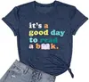 Comercio Exterior Tops para Mujer Comercio Electrónico Transfronterizo Amazon Camiseta de Algodón Color Estampado Libro
