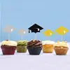 Topo de Bolo para Temporada de Formatura Transfronteiriça Decoração de Festa Inserções Decorações de Sobremesa Decorações de Cupcake Bandeiras de Chapéu de Formatura
