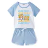 Traje novo de verão 2023 para crianças, meninos e meninas, bebê, hot pants, camiseta de manga curta, shorts, conjunto casual esportivo infantil de duas peças