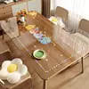 Alfombrilla de Mesa Transparente Dopamina Vidrio Suave de PVC Impermeable a Prueba de Aceite Resistente al Calor Lavable Mantel Dibujos Animados Mesa de Café Mesa de Comedor Alfombrilla