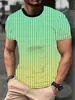 Camiseta Masculina Transfronteiriça TEMU Estampa 3D Listras Gradiente Tendência Manga Curta Respirável Secagem Rápida Top para Mapa