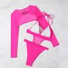 Blusa Multicolorida Amazon Manga Longa Maiô Slim de Uma Peça Transfronteiriço Sexy Hottie Praia Biquíni para Mulheres