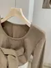 KEKEZOON Estilo Coreano de Principios de Invierno Simple Versátil Elástico Adelgazante Esponjoso Forrado Camiseta de Manga Larga con Cuello en U 9331