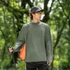 Camiseta de Manga Larga Protectora del Sol Transpirable de Secado Rápido Estilo Montaña para Hombre, Ropa de Entrenamiento Delgada para Primavera y Verano con Cuello Alto y Media Cremallera