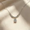 Colar Zircônia Brilhante para Mulheres Prata Pura S999 Estilo Francês Leve Corrente Pequena para Clavícula Joia Versátil da Moda Atacado Presente