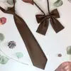 Corbata JK de Color Sólido para Mujer Sin Sarga Básica para Camisa Escolar Combinable Corbata Lazo Rojo Vino Café