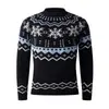 Suéter de Punto Jacquard con Copos de Nieve de Venta Caliente Transfronteriza en Amazon para Hombre, Otoño e Invierno, Cuello Semi Alto, Jersey de Punto Holgado con Cuello Redondo