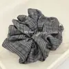 Scrunchie de Gaze Listrada Simples e Elegante Estilo Coreano, Prendedor de Cabelo Fashion Preguiçoso para o Dia a Dia, Acessório de Cabelo para Rabo de Cavalo Baixo