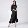 Vestido de verano Miyake para mujer, de alta gama, de media manga, suelto, con cordones, irregular, elegante, francés.