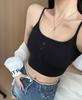 Novo nicho botão design nicho camisola feminina outono e inverno roupa interna base cor sólida all-match beleza voltar top