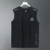 Colete de Seda de Gelo para Homens, Estilo Fino da Moda, Gola Redonda, Malha, Respirável, Secagem Rápida, Colete Esportivo de Alça Larga, Sem Mangas, Roupa de Verão