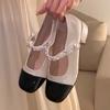Sandálias Elegantes Francesas 2025 Primavera e Outono Novo Design Retrô Sapatos Mary Jane Elegantes Bico Quadrado Salto Grosso Salto Alto