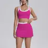 Nuevo conjunto de atuendo de yoga de color block con sensación de desnudo transfronterizo, espalda hermosa, ajustado, alta elasticidad, transpirable para mujer, adecuado para deportes, correr y fitness