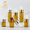 Frasco de aceite color té de 2 3 5 ml de fábrica anillo de aluminio anodizado frasco con tetina frasco gotero transparente subenvasado frasco gotero