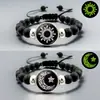 Pulsera de Cuentas Luminosa Sol Luna Amor Regalo para Pareja Explosiones Transfronterizas Moda Europea y Americana Pulsera Negra Tamaño Ajustable