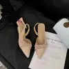 Sandálias Fechadas de Bico Fino com Salto Baixo Estilo Francês para Mulheres, Novo Modelo de Verão 2026, Deslumbrantes e Elegantes, Perfeitas para Combinar com Vestidos, Sapatos Romanos Confortáveis