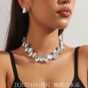 Comercio exterior transfronterizo fuentes Europa y Estados Unidos vidrieras cristal completo diamante cadena de cuello accesorios de cena collar gargantilla cadena de clavícula