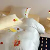 Conjunto de Roupa de Cama de Quatro Peças Bordado em Lyocell Tencel com 60 Fios, Sedoso e Fresco ao Toque, Lençóis de Seda Gelada Amigáveis à Pele