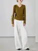 Blusa de tricô com gola V de lã de ovelha, cor sólida, manga longa, para mulheres, outono e inverno, seda de amoreira, elegante, quente, camada base
