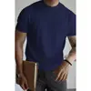 Camisa de punto de manga corta con cuello medio para hombre, camiseta base de color liso, camiseta de seda helada de verano para usar debajo de un traje, venta al por mayor transfronteriza