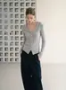 Elegante y sofisticado cárdigan de punto para mujer, nuevo para otoño, de corte ajustado, manga larga, con cuello de solapa y botones