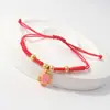 Pulsera de Cuerda Roja de Trébol de Cuatro Hojas Color Oro Arena Pulsera de Trébol de Cuatro Hojas de la Suerte Tejida a Mano Pulsera de Regalo Pequeño para Pareja Mejor Amiga Pulsera Pulsera