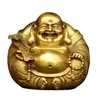 Latón al por mayor Adornos de latón Artesanías de latón Una pieza de Armonía Buda Sonriente Redondo Ruyi Buda Buda Maitreya de latón