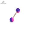 Barra recta de acero inoxidable transfronteriza piercing para lengua rosca externa color degradado multicolor anillo para lengua 1.6M perforación diente externo piercing para lengua arete