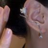 Clip para hueso de la oreja de flor de circonita súper hermoso Sin perforación clip para hueso de la oreja de flor estilo lujo ligero elegante fresco
