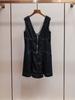 Vestido de Verano Nuevo Retro Moda Casual Estilo Cremallera Cuello en V Diseño Espalda Descubierta Empalmado Mezclilla Sin Mangas para Mujer