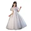 Vestido de Festa de Alto Padrão para Crianças, Traje de Princesa para Aniversário de Meninas, Saia de Tule, Traje Elegante e Moderno para Performance de Piano para Dez Anos