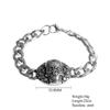 Pulsera de calavera de acero de titanio transfronteriza Amazon que no se desvanece de alta gama para hombre pulsera de cadena cubana plateada