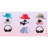 Sombrero de paja de ganso de verano de 7 pulgadas transfronterizo, camisa de manga corta a rayas, gafas de sol, juego de collares, juego de ropa de ganso para porche de escritorio